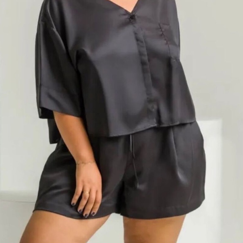 Ettitude Sateen Shortie Bamboo In Onyx Black S/M Nwt